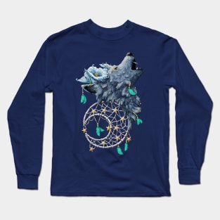 Dreamcatcher Moon Wolf Long Sleeve T-Shirt